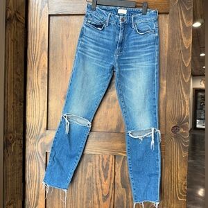 MOTHER High Waisted Looker Ankle Jeans Gold Rush Baby 25